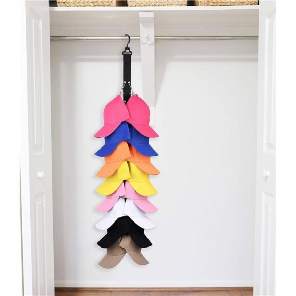 Closet Hanging Cap Organizer, 16 Baseball Cap Rack, Closet Hook Cap Holder Hat - Picture 10 of 16